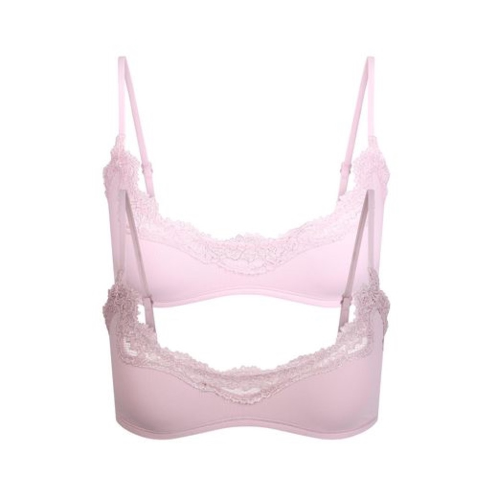 Skims Fits Everybody Lace Scoop 2 Pack cherry blossom and dusk Foil size Medium